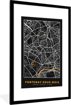 Fotolijst incl. Poster - Frankrijk – Fontenay-sous-Bois – Stadskaart – Plattegrond – Kaart - 60x90 cm - Posterlijst