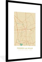 Fotolijst incl. Poster - Fosses-La-Ville - Stadskaart - Vintage - Plattegrond - Kaart - 60x90 cm - Posterlijst