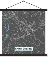 Porte-affiche avec Poster - Affiche scolaire - Saint-Étienne - France - Carte - Plan - Plan de la ville - 60x60 cm - Lattes noires