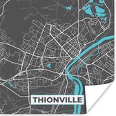 Poster Frankrijk - Plattegrond - Kaart - Stadskaart - Thionville - 75x75 cm
