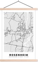 Posterhanger incl. Poster - Schoolplaat - Kaart - Rosenheim - Duitsland - Plattegrond - Stadskaart - 60x90 cm - Blanke latten - Plattegrond