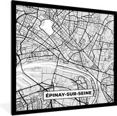 Fotolijst incl. Poster - Plattegrond - Épinay-sur-Seine - Stadskaart - Kaart - Frankrijk - 40x40 cm - Posterlijst