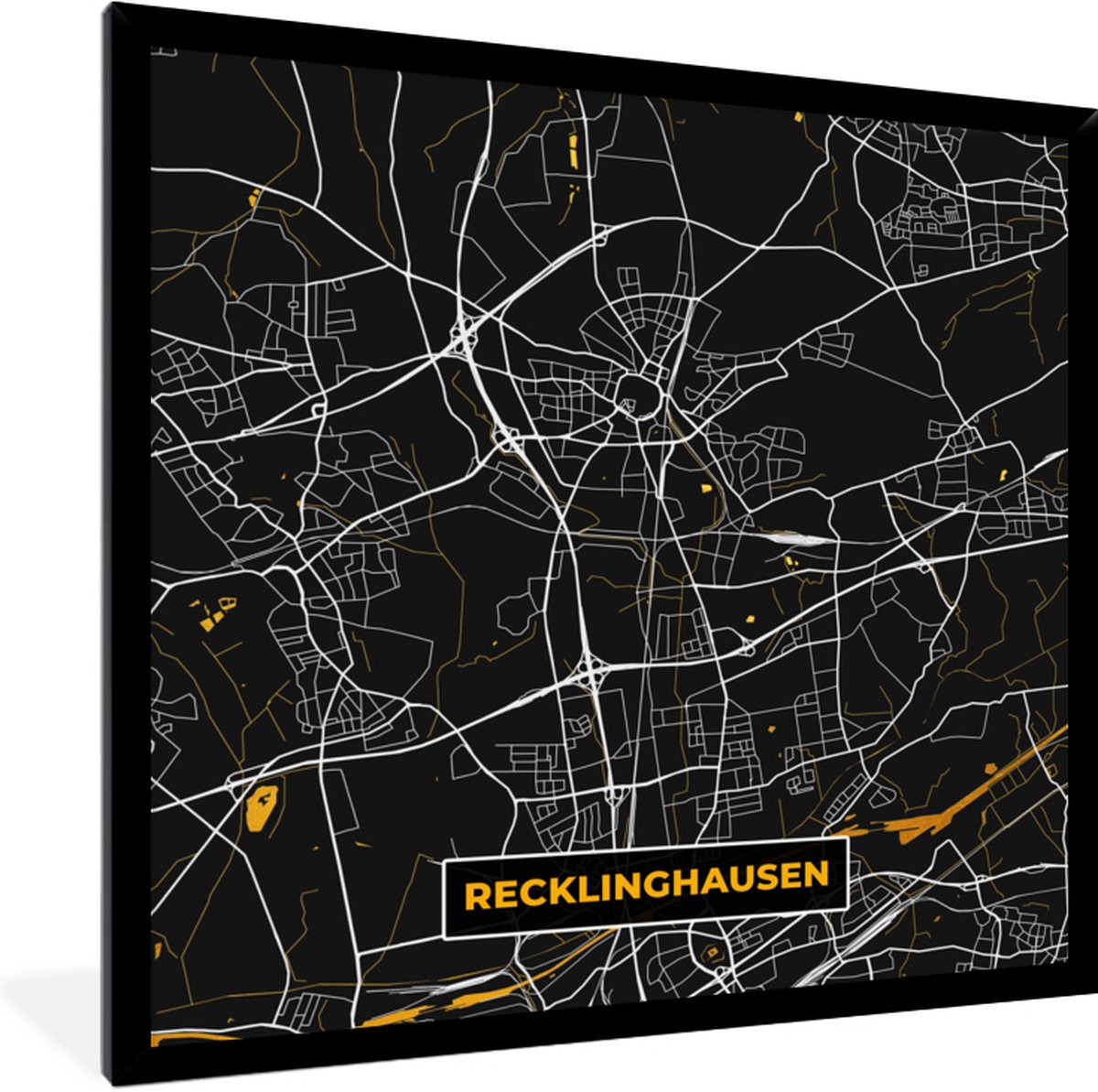 Fotolijst Incl Poster Duitsland Black And Gold Recklinghausen Stadskaart Bol Com