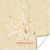 Poster Zwickau - Plattegrond - Kaart - Vintage - Stadskaart - 50x50 cm