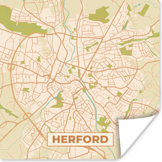 Poster Herford - Plattegrond - Kaart - Stadskaart - Vintage - 50x50 cm
