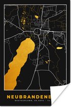 Poster Goud – Duitsland – Plattegrond – Gold – Stadskaart – Kaart – Neubrandenburg - 20x30 cm