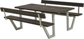 Picknicktafel gerecycled kunststof zwart - Wega 2 rugleuning 185 x 177 x 76 cm