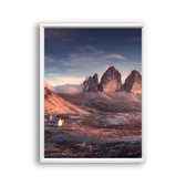 Poster Landschap met bergen en sneeuw Italy Dolomieten Midden - Natuur / Landschap / 30x21cm
