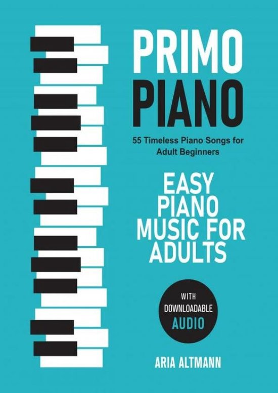 Livre 'Primo Piano' avec une image de touches de piano sur le côté gauche et le titre en lettres blanches sur fond bleu.