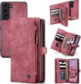 CaseMe - Coque pour Samsung Galaxy S22 5G - Book Case et Back Cover 2 en 1 - Rouge