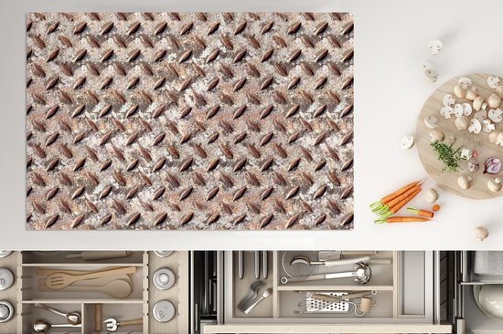 KitchenYeah® Inductie beschermer 76x51.5 cm - Metaal - Platen - Roest print - Patronen - Kookplaataccessoires - Afdekplaat voor kookplaat - Inductiebeschermer - Inductiemat - Inductieplaat mat