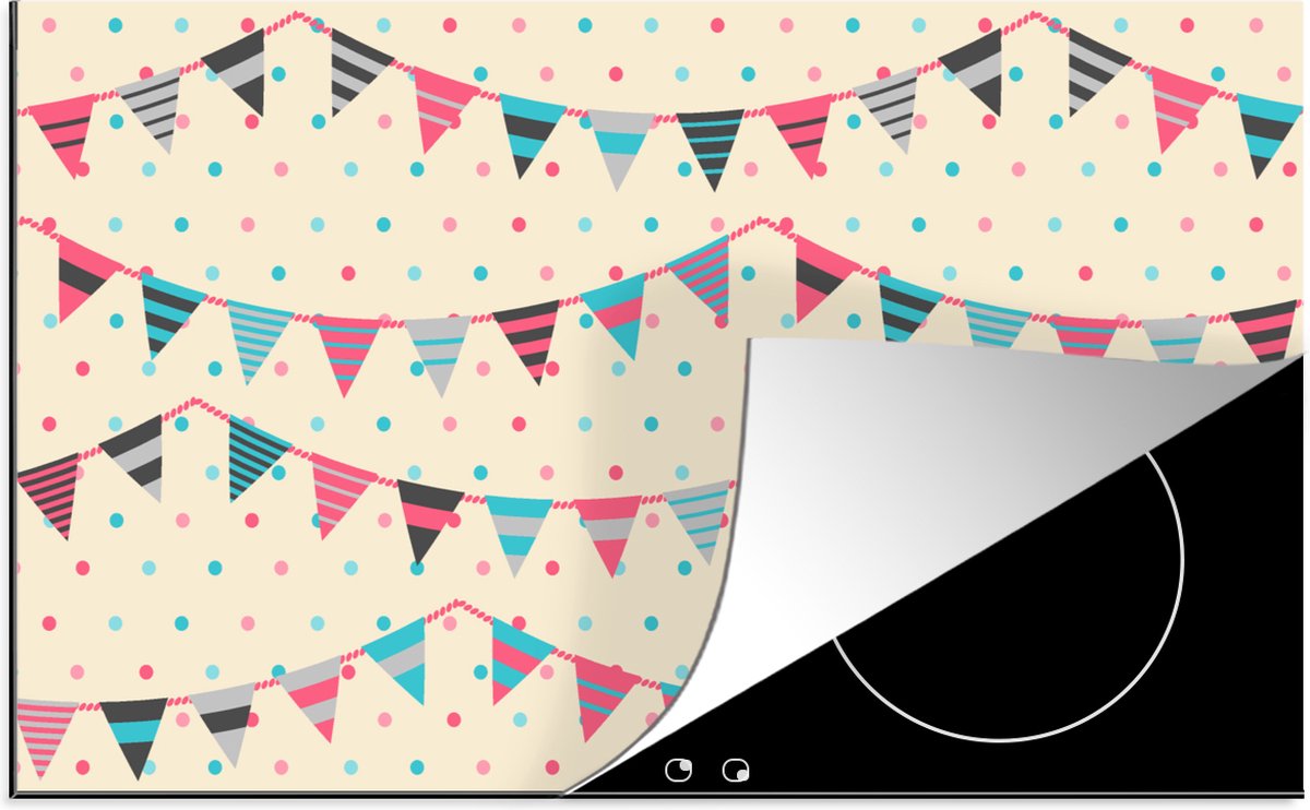 KitchenYeah® Inductie beschermer 90x52 cm - Slingers - Patronen - Pastel - Kookplaataccessoires - Afdekplaat voor kookplaat - Inductiebeschermer - Inductiemat - Inductieplaat mat