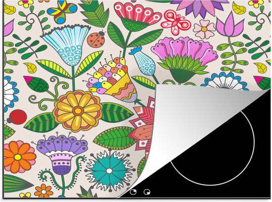 MuchoWow Inductiebeschermer - Inductie mat - Vinyl - Bloemen - Paardenbloem - Zaden - Zwart - Wit - 85x52 cm - Inductie beschermer MuchoWow Inductiebeschermer - Inductie mat - Vinyl - Bloemen - Paardenbloem - Zaden - Zwart - Wit - 85x52 cm - Inductie beschermer