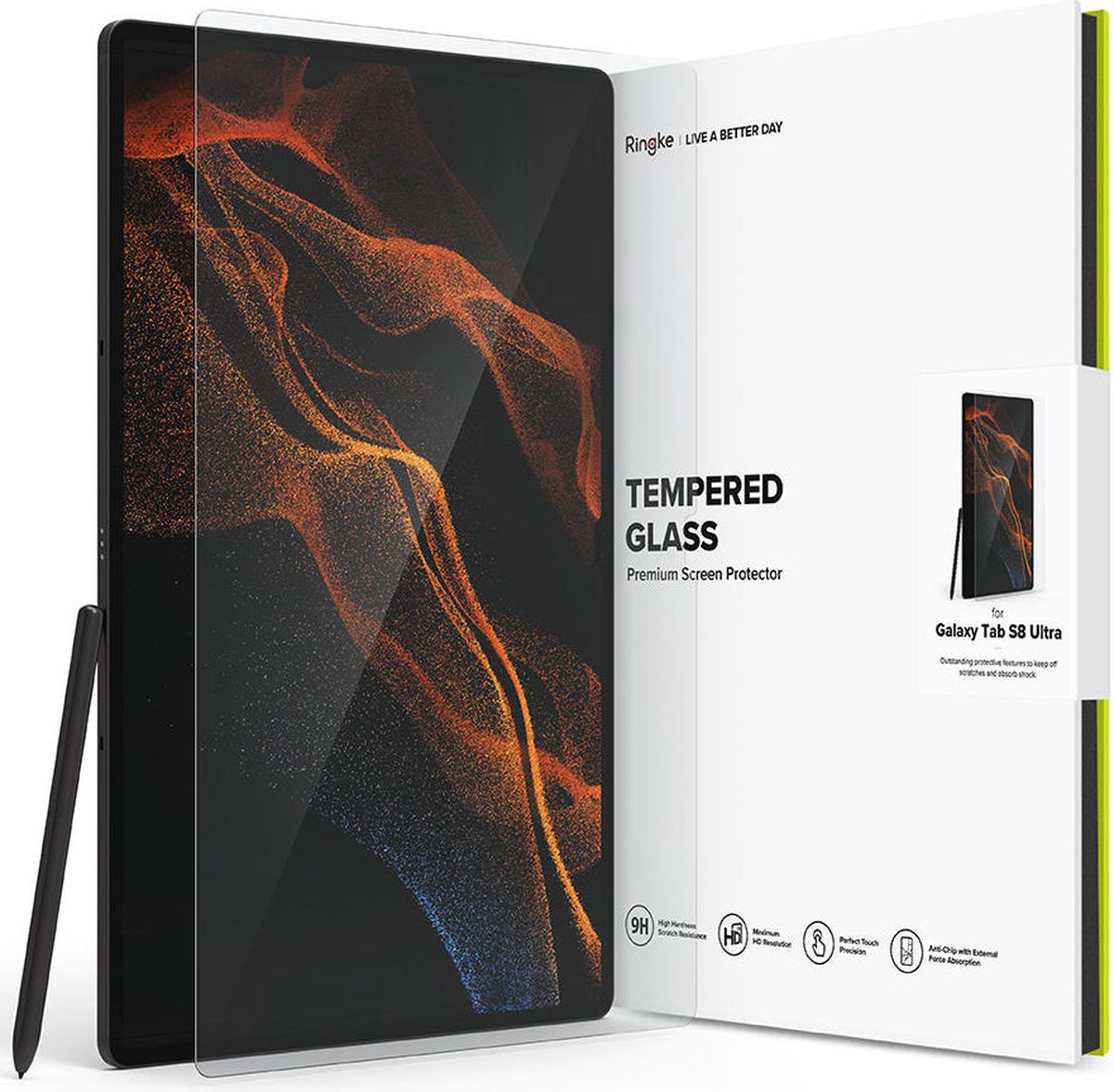 Ringke Screen Protector Tempered Glass Geschikt voor Samsung Galaxy Tab S8 Ultra