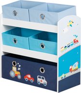 Roba Opbergrek met 5 stoffen dozen - Racer - Opbergkast - Boekenplank - Kinderkamerkast - Opbergrek - Speelgoedboxen