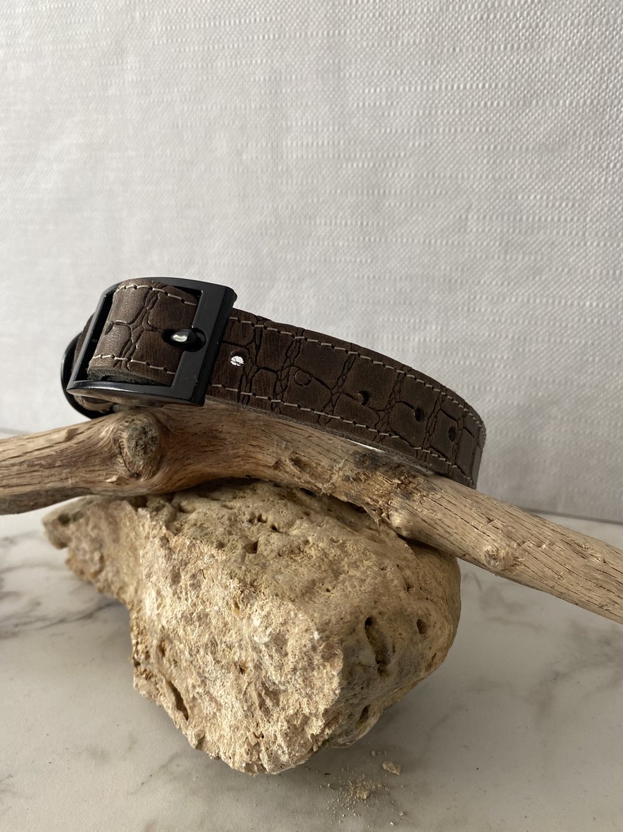 Hondenhalsband Taupe croco M