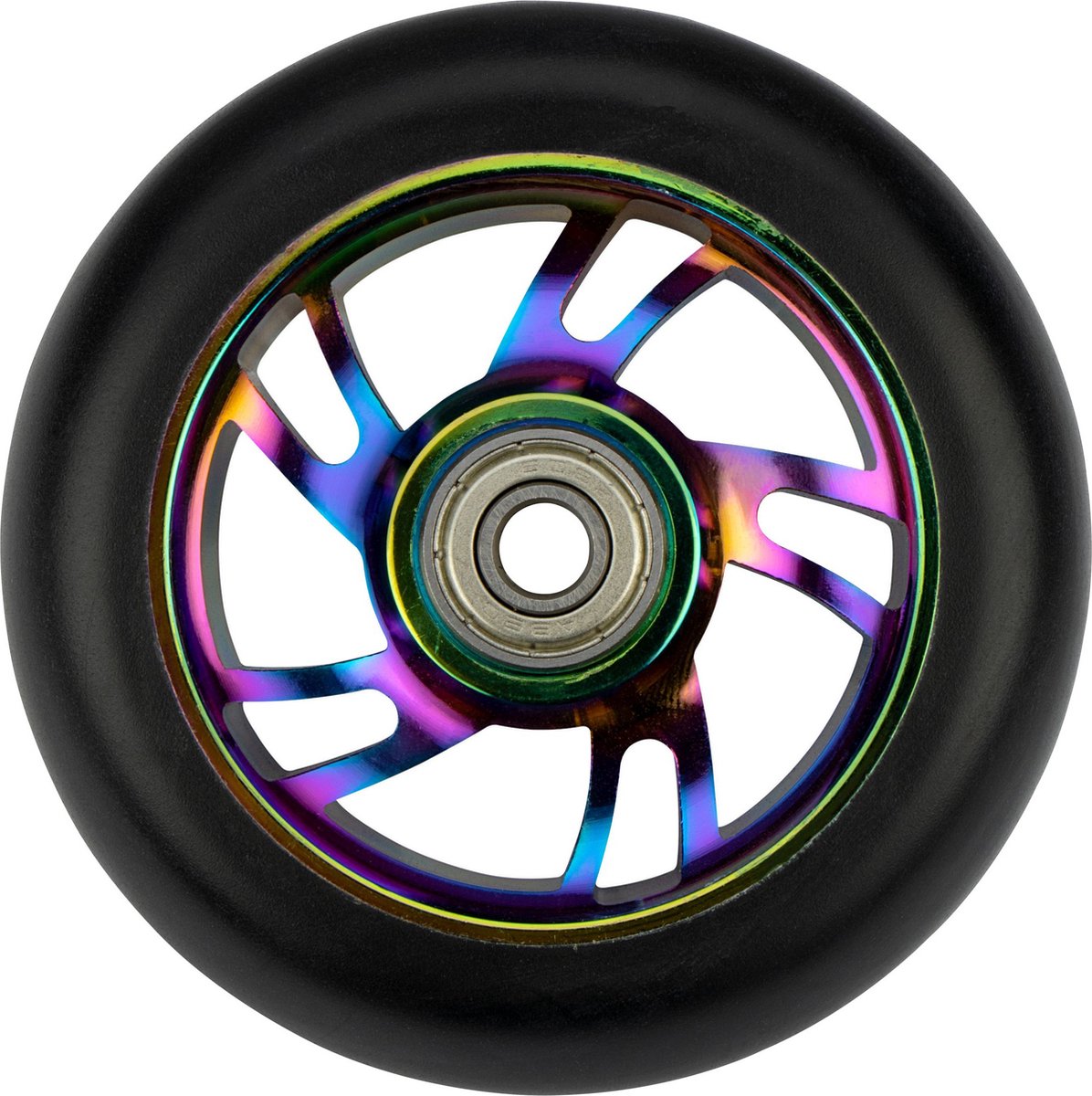 Afbeelding 2 van Black Dragon Stuntstep Wielen Set - Spoked Alu Neo Chrome