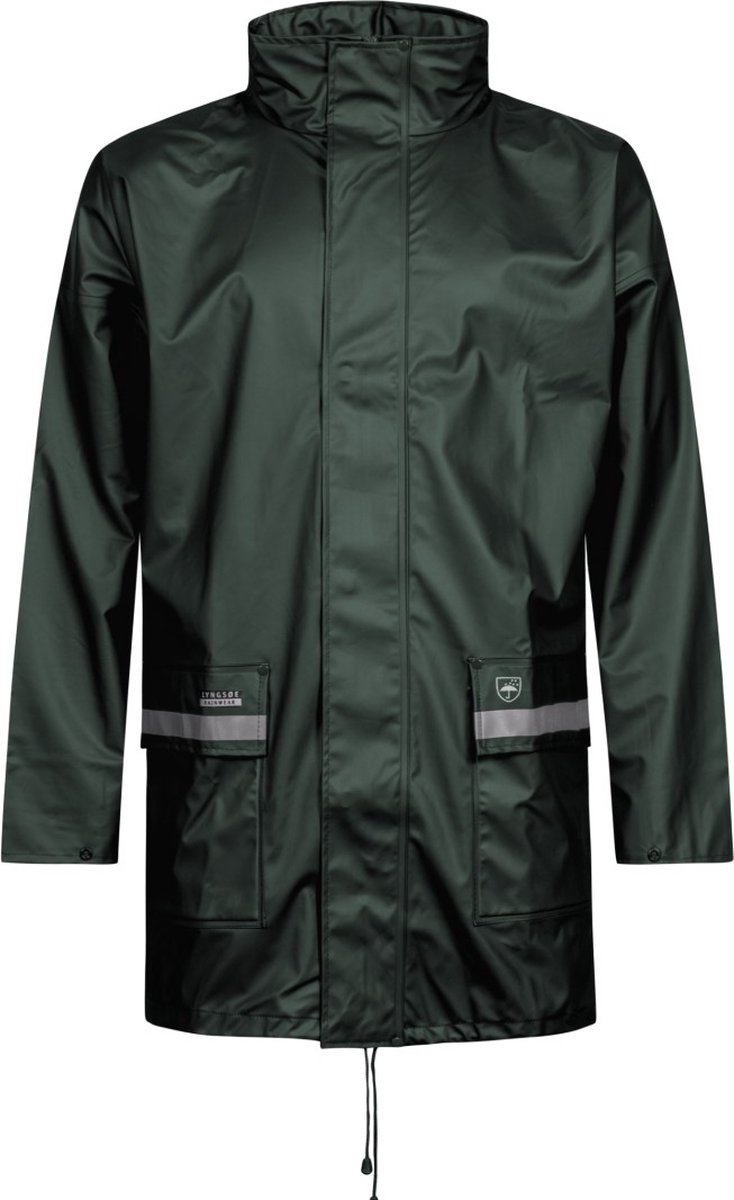 Donkergroen regenjas met reflectie van Lyngsøe Rainwear