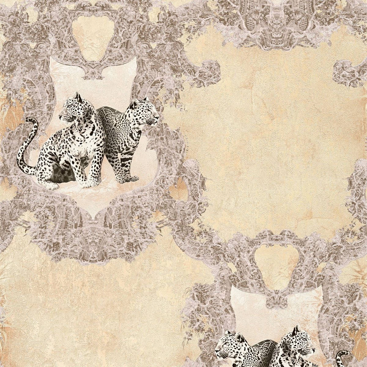 Dieren patroon behang Profhome 335432-GU vliesbehang licht gestructureerd met luipaard-print mat beige bruin crèmewit 5,33 m2