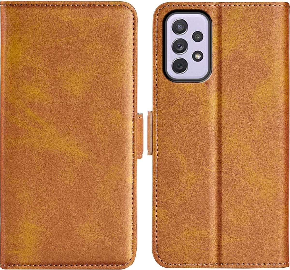 Mobigear Telefoonhoesje geschikt voor Samsung Galaxy A73 Hoesje | Mobigear Slim Magnet Bookcase Portemonnee | Pasjeshouder voor 3 Pasjes | Telefoonhoesje voor Pinpas / OV Kaart / Rijbewijs - Cognac