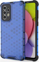 Mobigear Hoesje geschikt voor Samsung Galaxy A33 Telefoonhoesje Hardcase | Mobigear Honeycomb Backcover Shockproof | Schokbestendig Galaxy A33 Telefoonhoesje | Anti Shock Proof - Blauw