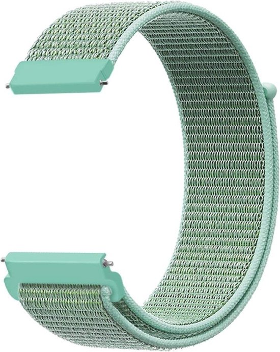 Mintgroene nylon band met mintgroene sluiting.