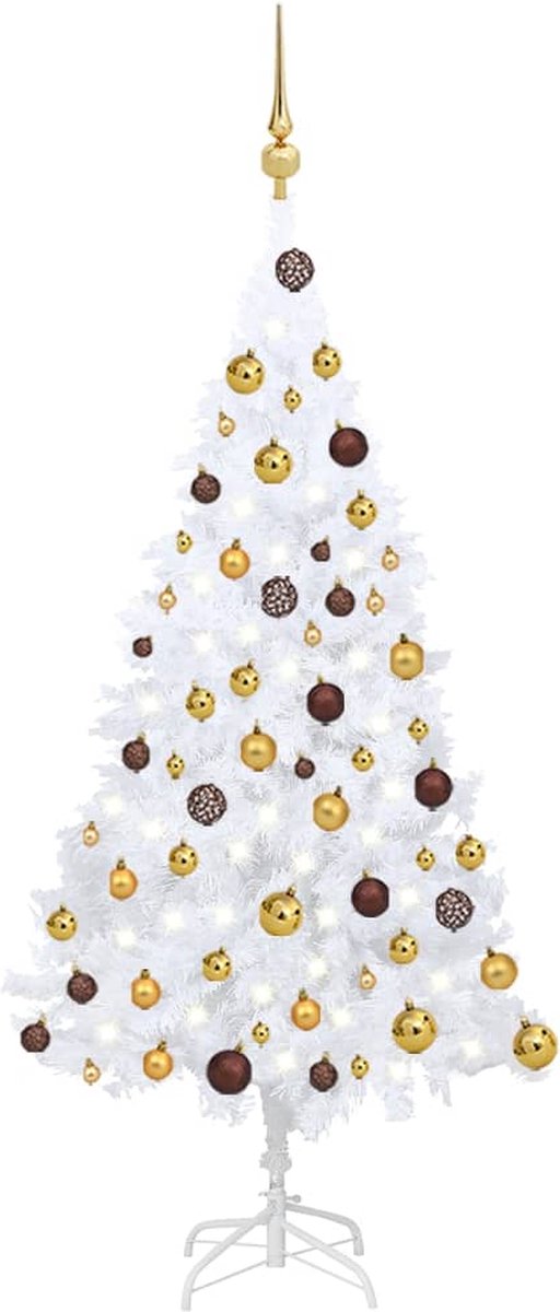 VidaLife Kunstkerstboom met LED's en kerstballen 120 cm PVC wit