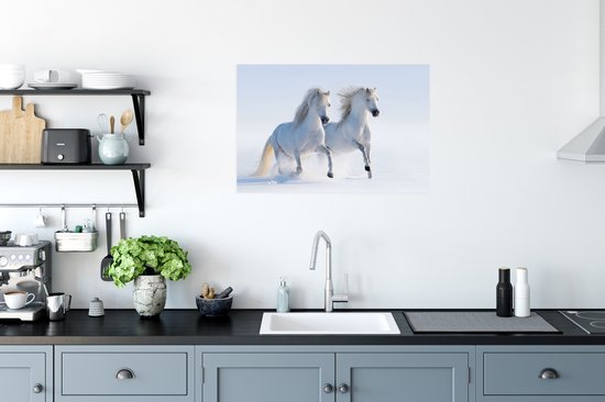 Affiche Hiver - Paarden - Neige - 60x40 cm - Décorations de Noël - Décoration de Noël pour l'intérieur - Noël