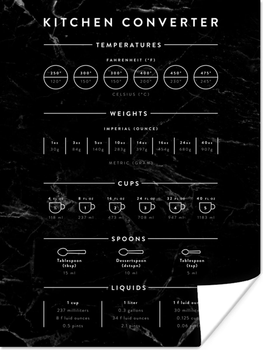 Poster Keuken - Marmer - Handleiding - 30x40 cm