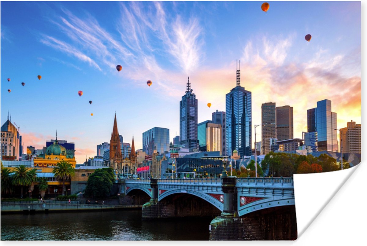 Poster Skyline - Luchtballon - Stad - 90x60 cm