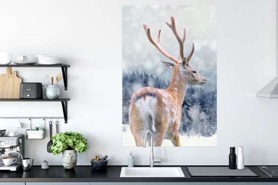 Affiche Hiver - Cerf - Animaux - 80x120 cm