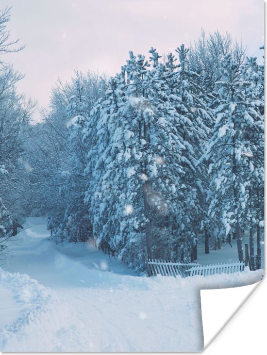 Poster Forêt - Neige - Hiver - 30x40 cm - Décorations de Noël de Noël pour l'intérieur - Noël