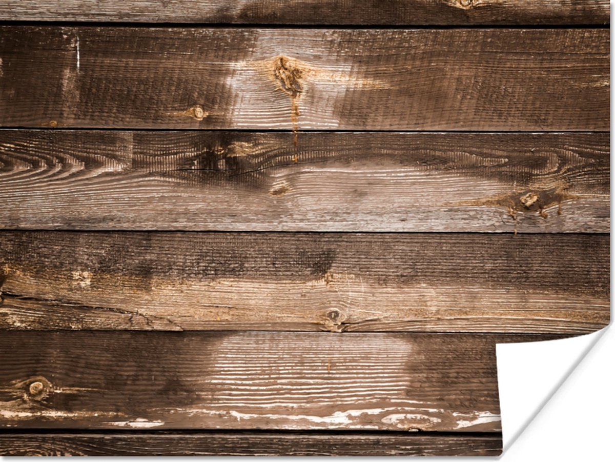 Poster Planken - Hout - Donker - 40x30 cm