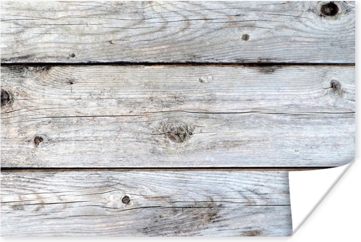 Poster Wit - Hout - Planken - 30x20 cm