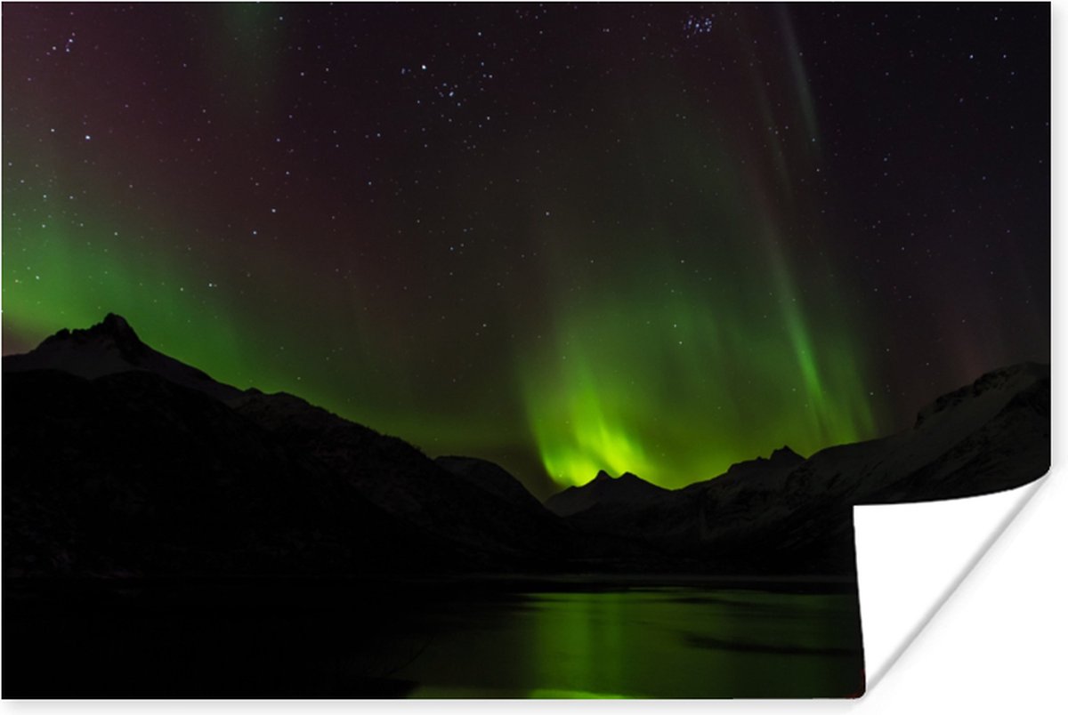 Poster Aurora - Sterrenhemel - Bergen - 30x20 cm