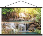 Porte-affiche avec affiche - Affiche scolaire - Soleil - Cascade - Paysage - 60x40 cm - Lattes noires