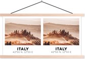 Posterhanger incl. Poster 60x30 cm - Schoolplaat - Italië - Toscane - Landschap - Textielposter - Blanke latten