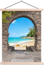 Posterhanger incl. Poster 120x160 cm - Schoolplaat - Doorkijk - Strand - Tropisch - Zomer - Textielposter - Blanke latten