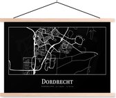 Posterhanger incl. Poster 150x100 cm - Schoolplaat - Kaart - Dordrecht - Plattegrond - Stadskaart - Textielposter - Blanke latten - Plattegrond