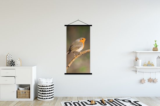 Porte-affiche avec affiche - Affiche scolaire - Robin - Vogel - Nature - 90x180 cm - Lattes noires
