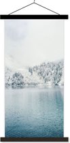 Posterhanger incl. Poster 60x120 cm - Schoolplaat - Winter - Water - Sneeuw - Textielposter - Zwarte latten