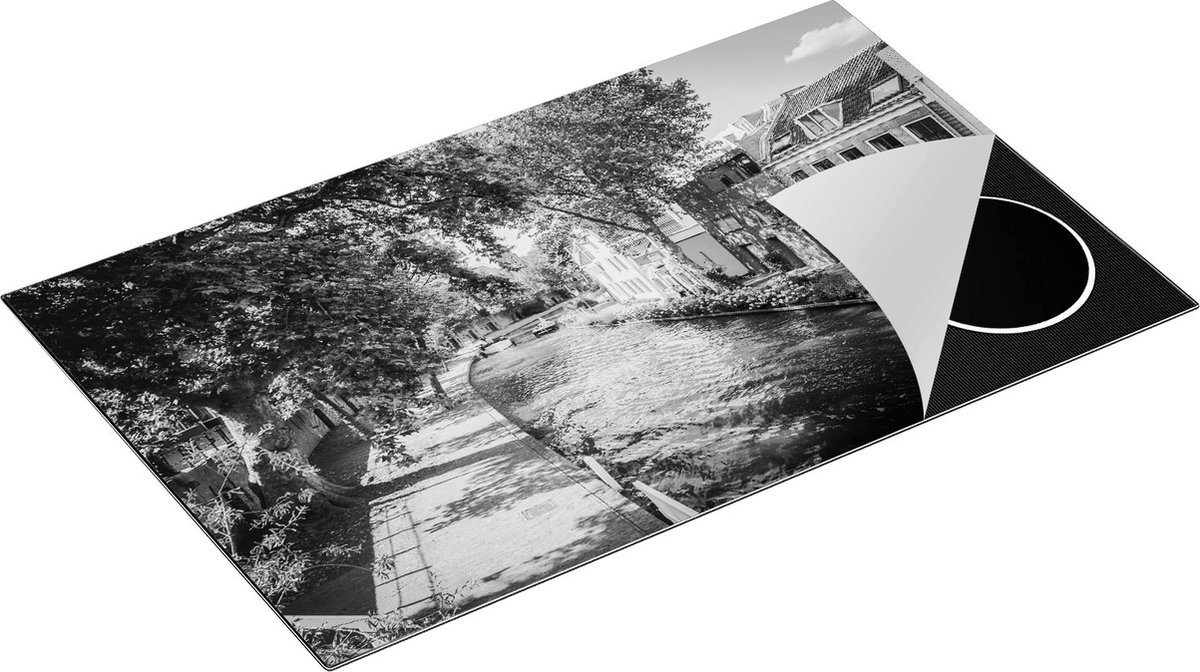 Chefcare Inductie Beschermer Oudegracht in Utrecht - Zwart Wit - 85x52 cm - Afdekplaat Inductie - Kookplaat Beschermer - Inductie Mat