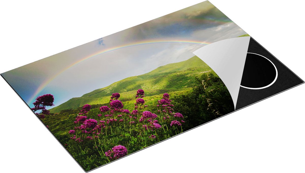 Chefcare Inductie Beschermer Regenboog in de Heuvel Bossen - 81,2x52 cm - Afdekplaat Inductie - Kookplaat Beschermer - Inductie Mat