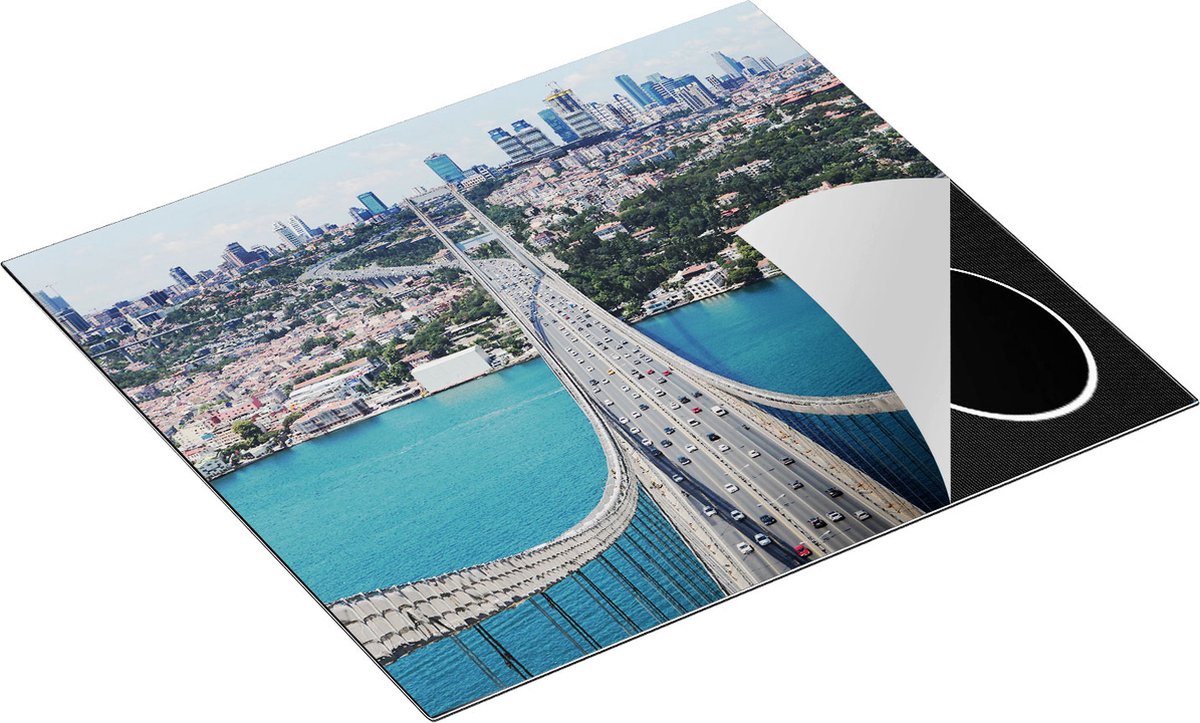 Chefcare Inductie Beschermer Istanbul Bosporus Brug vanaf Boven - 60x52 cm - Afdekplaat Inductie - Kookplaat Beschermer - Inductie Mat