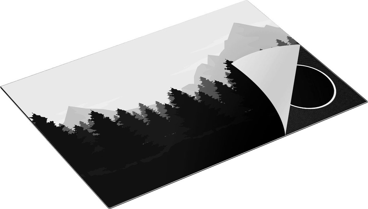 Chefcare Inductie Beschermer Bos met Bomen Illustratie - Abstract - Zwart Wit - 76x51,5 cm - Afdekplaat Inductie - Kookplaat Beschermer - Inductie Mat