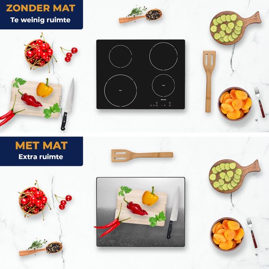 Chefcare Inductie Beschermer Hert tijdens de Mist - Zwart Wit - 65x55 cm - Afdekplaat Inductie - Kookplaat Beschermer - Inductie Mat