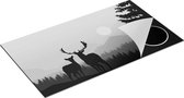 Chefcare Inductie Beschermer Twee Herten - Zonsondergang - Silhouet - Zwart Wit - 95x50 cm - Afdekplaat Inductie - Kookplaat Beschermer - Inductie Mat