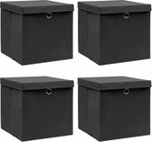Boîtes de Boîtes de rangement avec couvercle 4 pcs 32x32x32 cm tissu noir