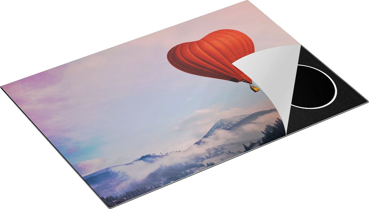 Chefcare Inductie Beschermer Luchtballon in de Vorm van een Hart - 75x50 cm - Afdekplaat Inductie - Kookplaat Beschermer - Inductie Mat
