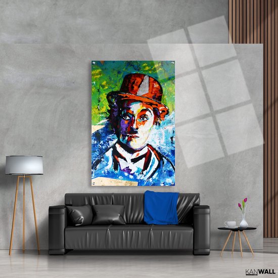Luxe Plexiglas Schilderij Charlie Chaplin | 40x60 | Woonkamer | Slaapkamer | Kantoor | Muziek | Design | Art | Modern | ** 5MM DIK**